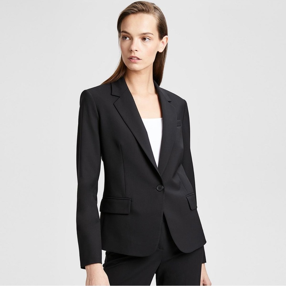 Theory Gabe Wool Slim Fit Blazer in Black Size 10